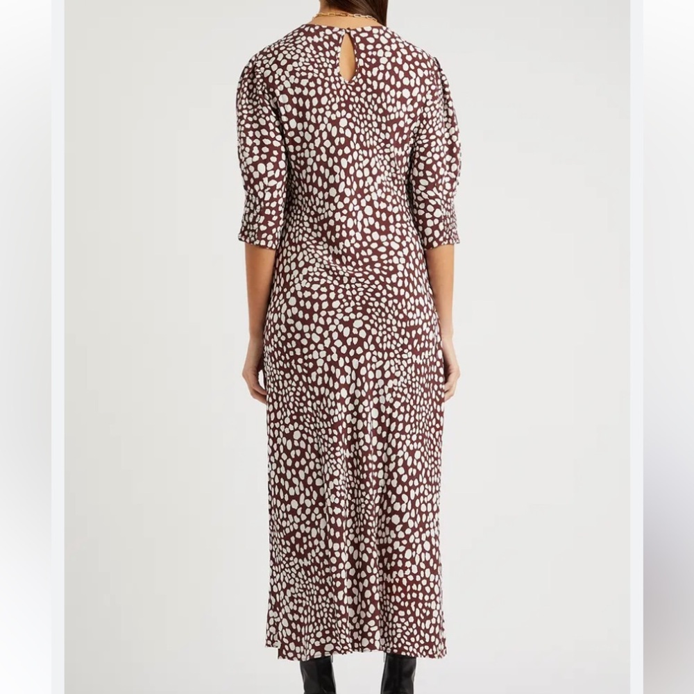 Rixo Jess Brown And White Midi Dress View 3